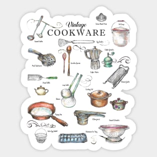 Vintage Cookware - Vintage Utensils - baking - Kitchen Art. Sticker